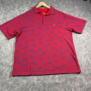 Tailorbyrd Mens Red/Blue Floral Print Short Sleeve Polo‎ Size XXL
